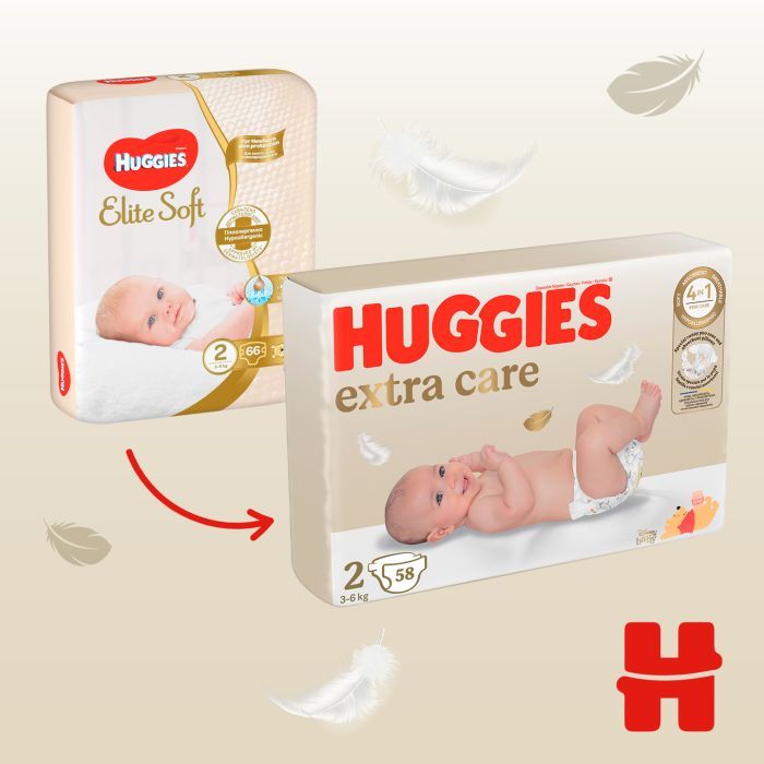 Подгузники Huggies Extra Care Size Размер 2 (3-6 кг) 24 шт (5029053550275) изображение 4
