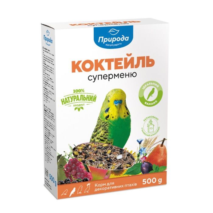Корм для птиц Природа Суперменю для волнистых попугаев 500 г (4820157400302)