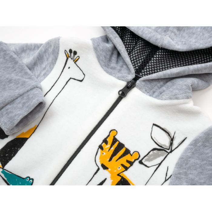 Кофта дитяча Miniworld велюрова на блискавці (16057-68B-gray) зображення 3