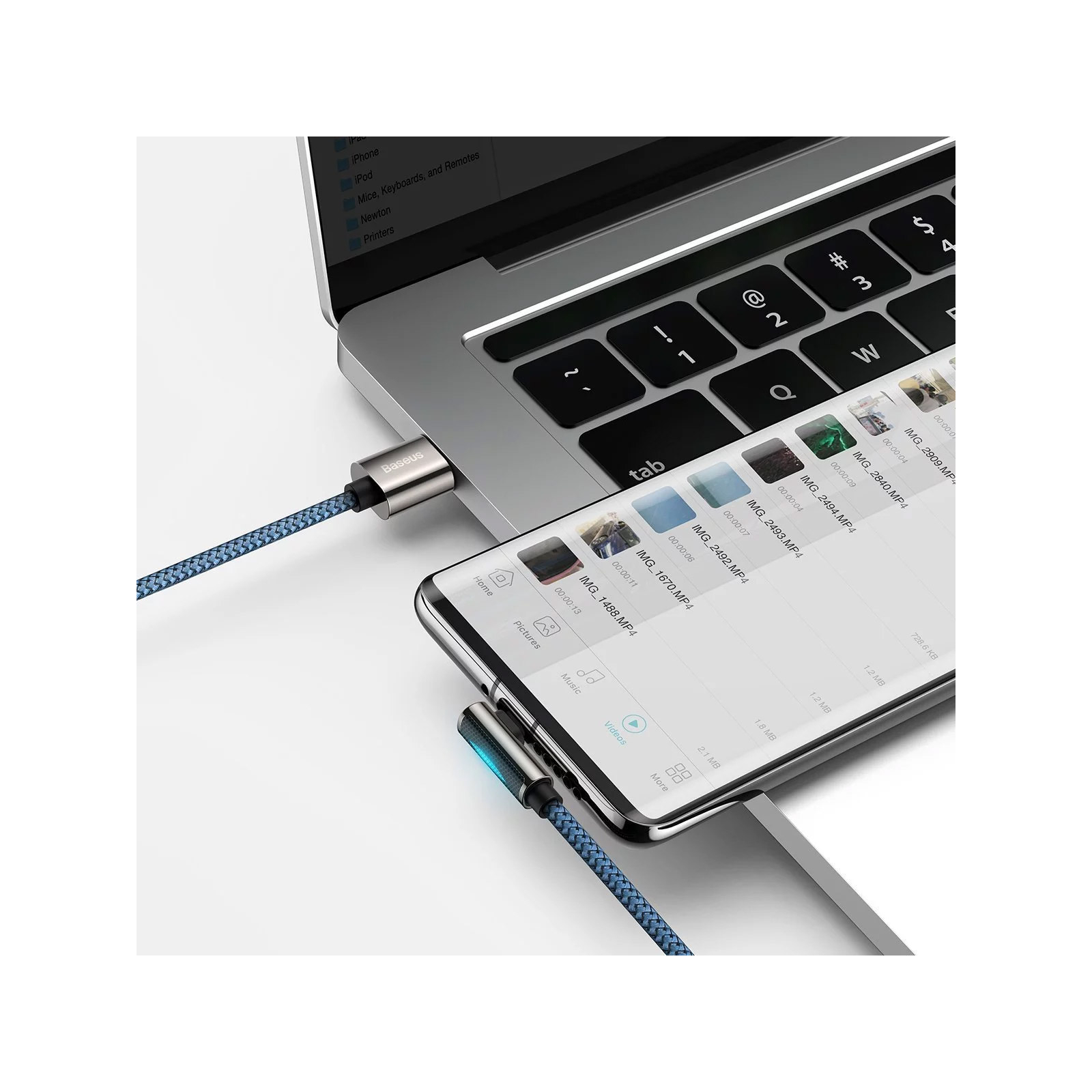 Дата кабель USB 3.1 AM to Type-C 1.0m CATCS 66W 90 Legend Series Elbow Blue Baseus (CACS000403) изображение 10