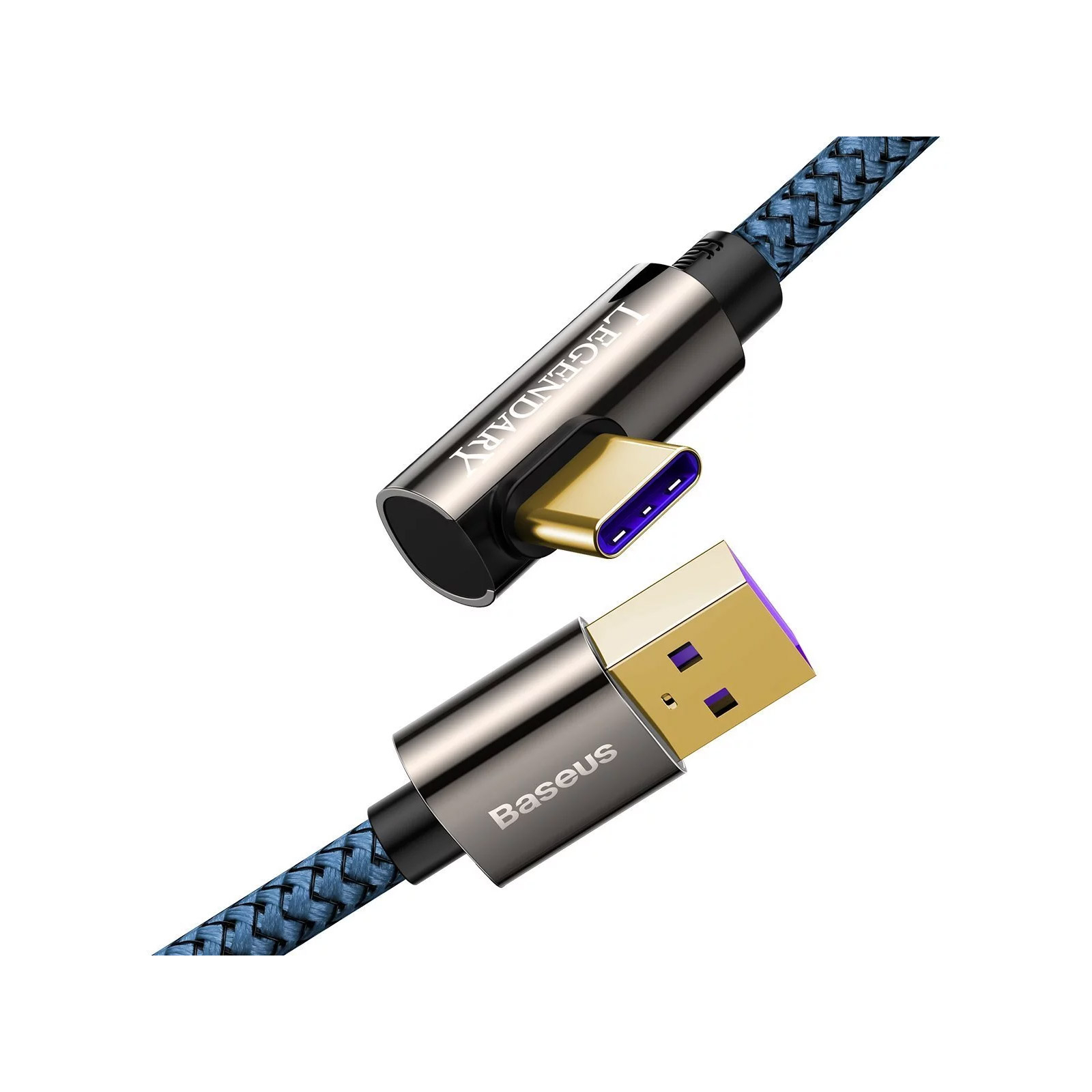Дата кабель USB 3.1 AM to Type-C 1.0m CATCS 66W 90 Legend Series Elbow Blue Baseus (CACS000403) изображение 2