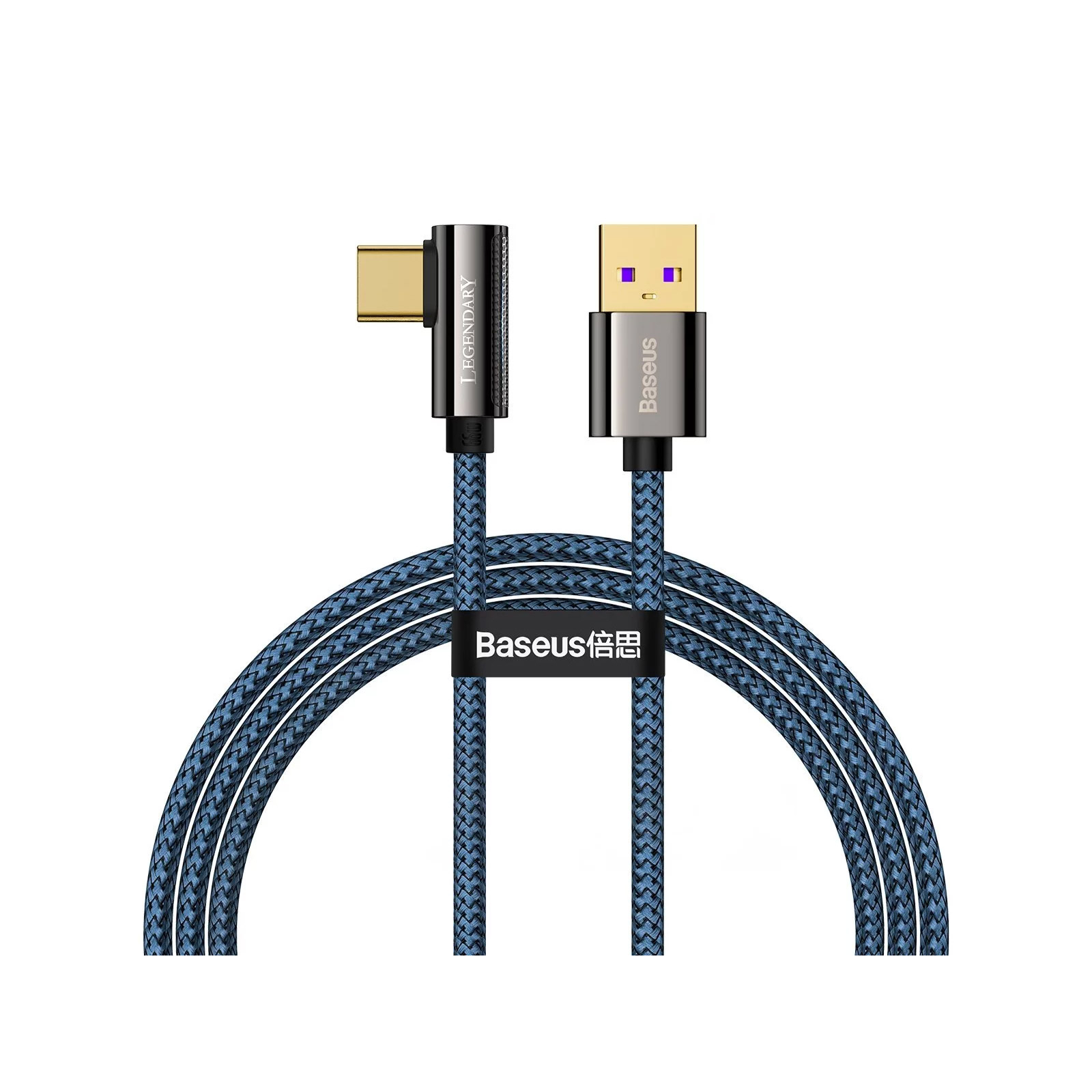 Дата кабель USB 3.1 AM to Type-C 1.0m CATCS 66W 90 Legend Series Elbow Blue Baseus (CACS000403)