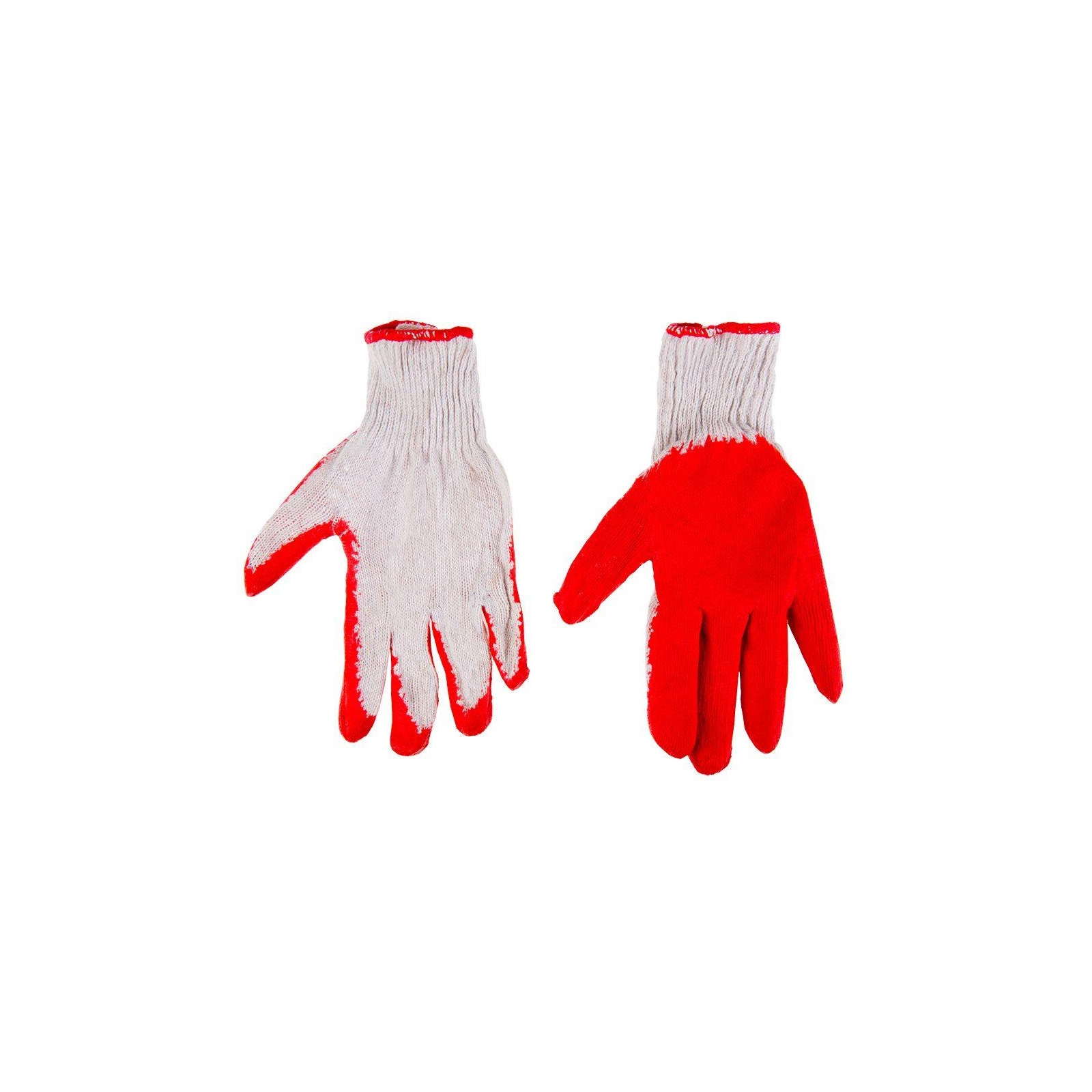 Захисні рукавиці Top Tools бавовна, гумове покриття, червоні, р.9 (83S203)