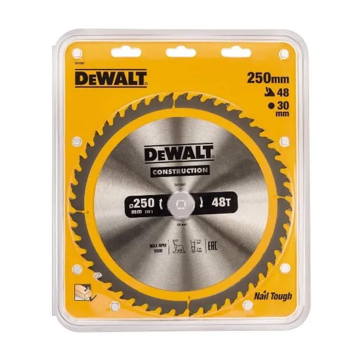 Диск пильный DeWALT CONSTRUCTION 250х30 мм, 48z (ATB) + 10 град (DT1957) изображение 2