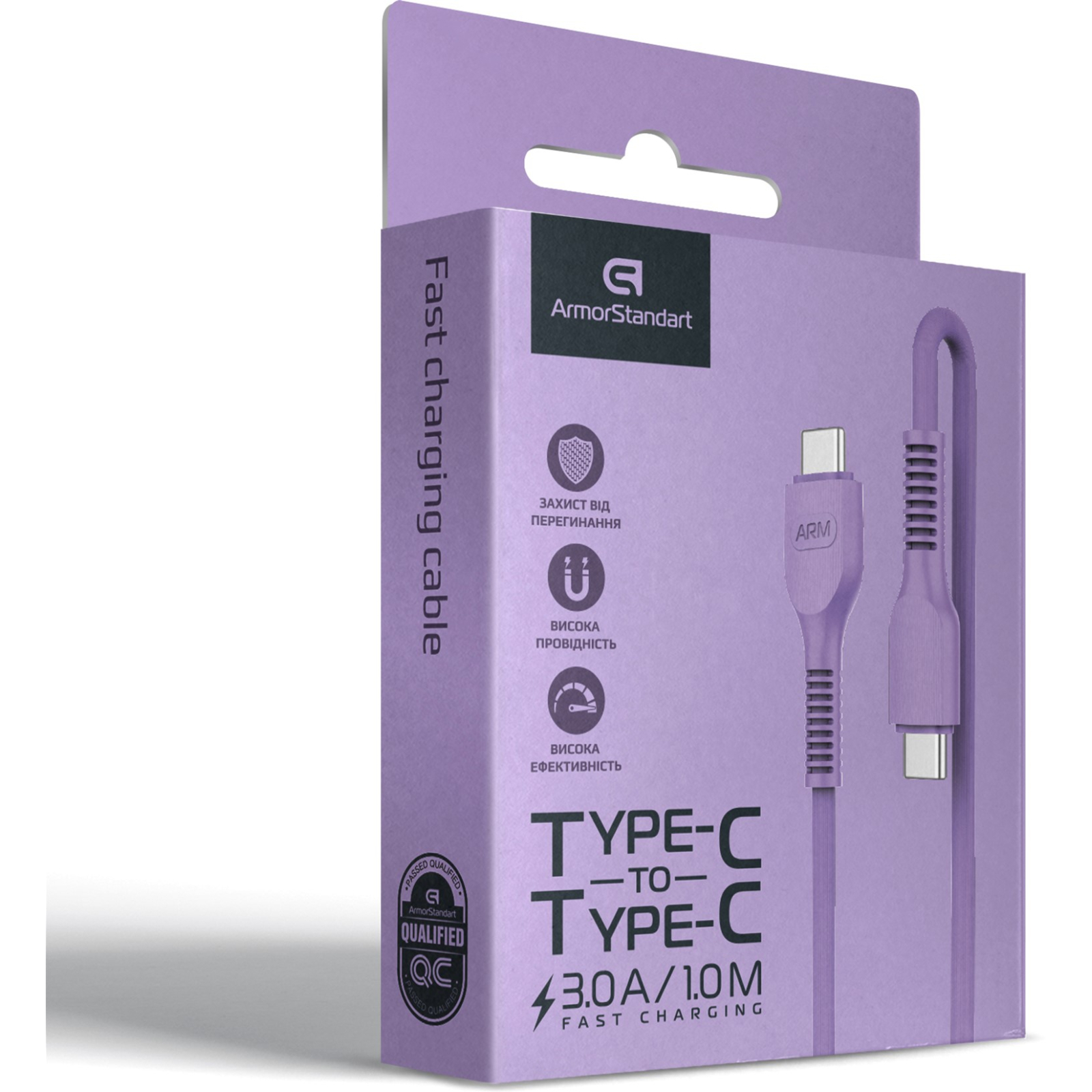 Дата кабель USB-C to USB-C 1.0m AR88 3A purple Armorstandart (ARM65291) зображення 4