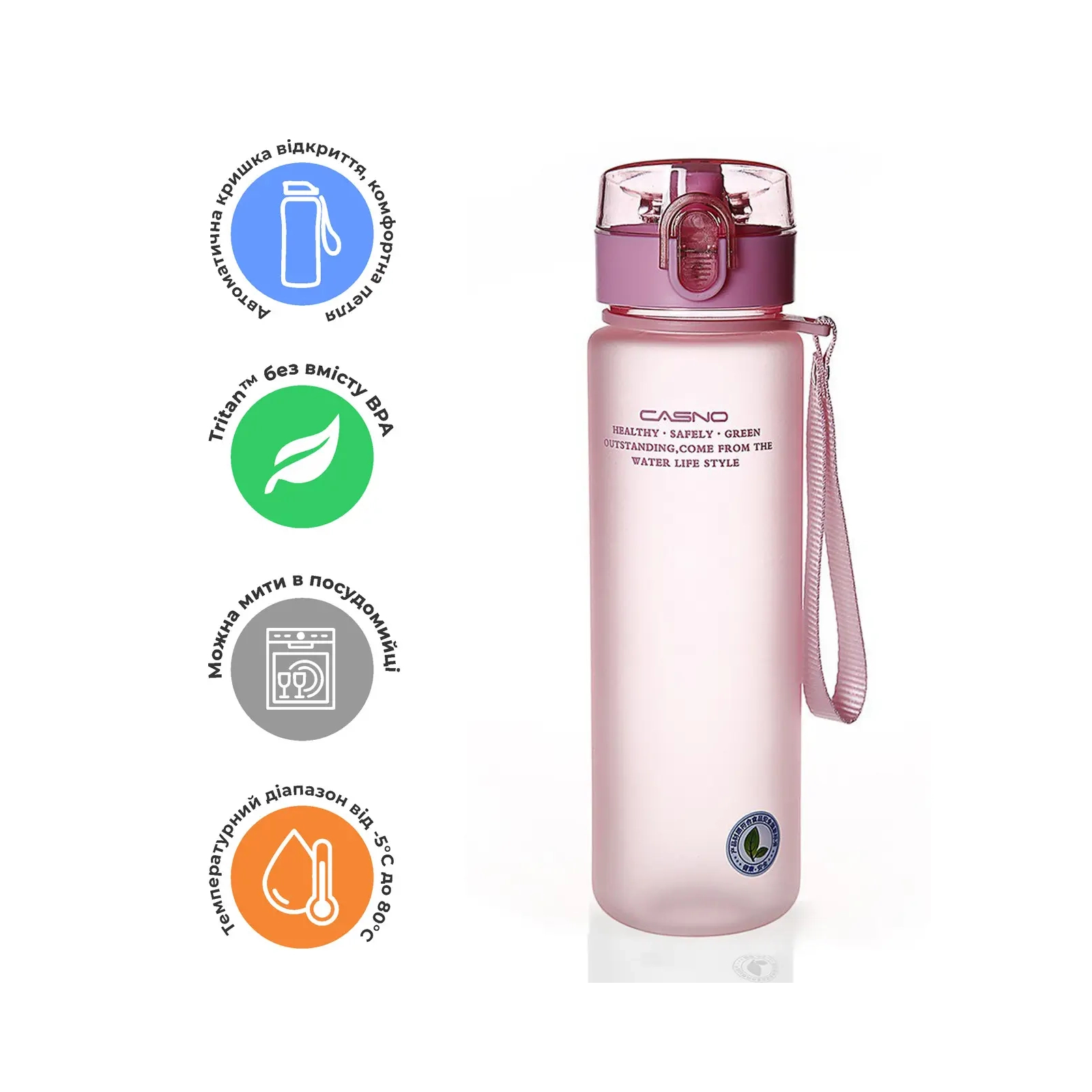 Бутылка для воды Casno 850 мл KXN-1183 Рожева (KXN-1183_Pink) изображение 8