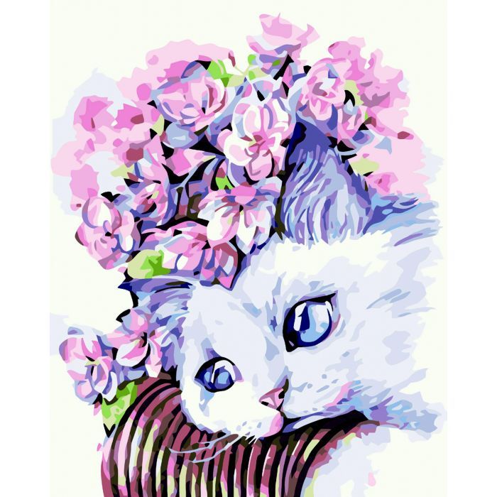 Картина по номерам ZiBi Кошечка-цветочек 40*50 см ART Line (ZB.64236)