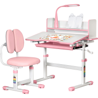 Photos - School Desk Парта зі стільцем ErgoKids Pink  (BD-24 PN) BD-24 PN(+полка+лампа)