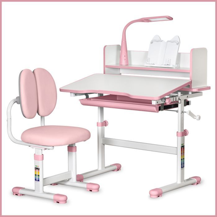 Парта зі стільцем ErgoKids Pink (+полка+лампа) (BD-24 PN) зображення 3