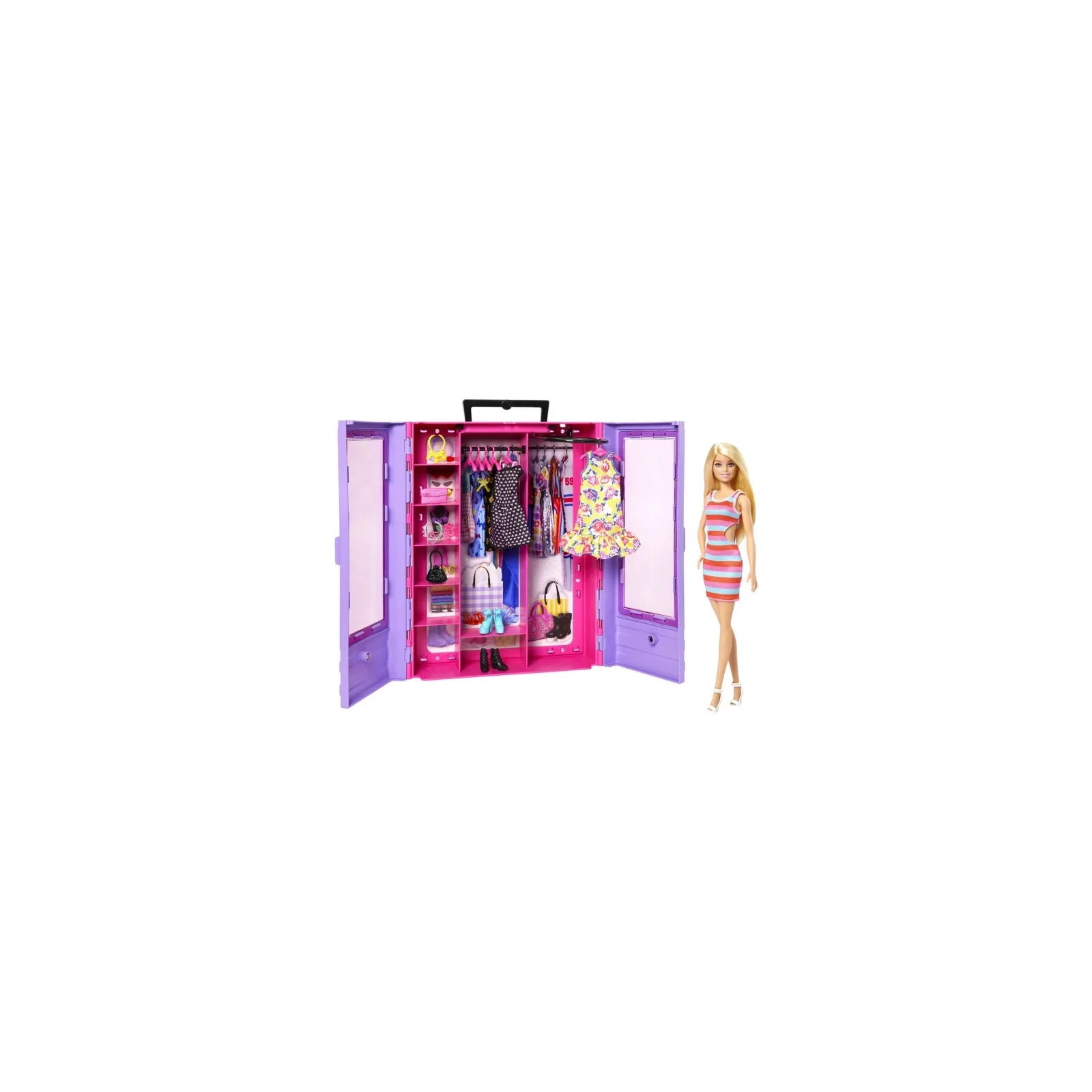 Аксессуар к кукле Barbie Сиреневый шкаф для одежды с куклой (HJL66) изображение 3