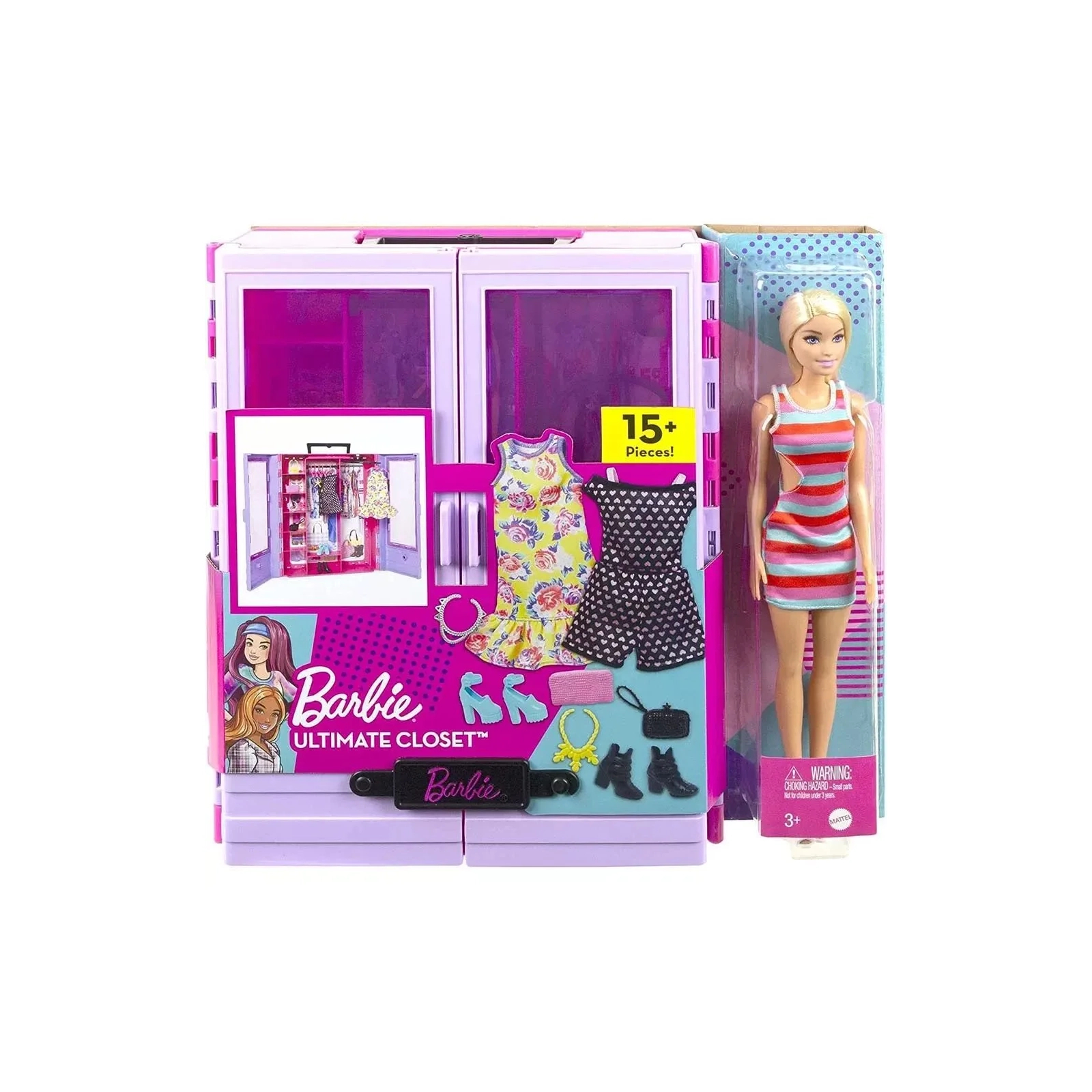 Аксессуар к кукле Barbie Сиреневый шкаф для одежды с куклой (HJL66) изображение 5