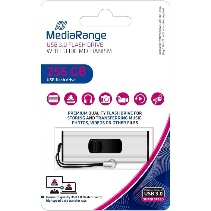 USB флеш накопитель Mediarange 256GB Black/Silver USB 3.0 (MR919) изображение 5