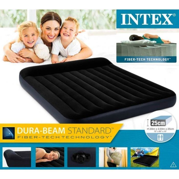 Матрас надувной Intex Dura-Beam велюр 183 х 203 х 25 см Чорний (64144) изображение 5