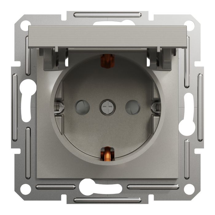 Розетка Schneider Electric ASFORA з кришкою, сталь (EPH3100162)