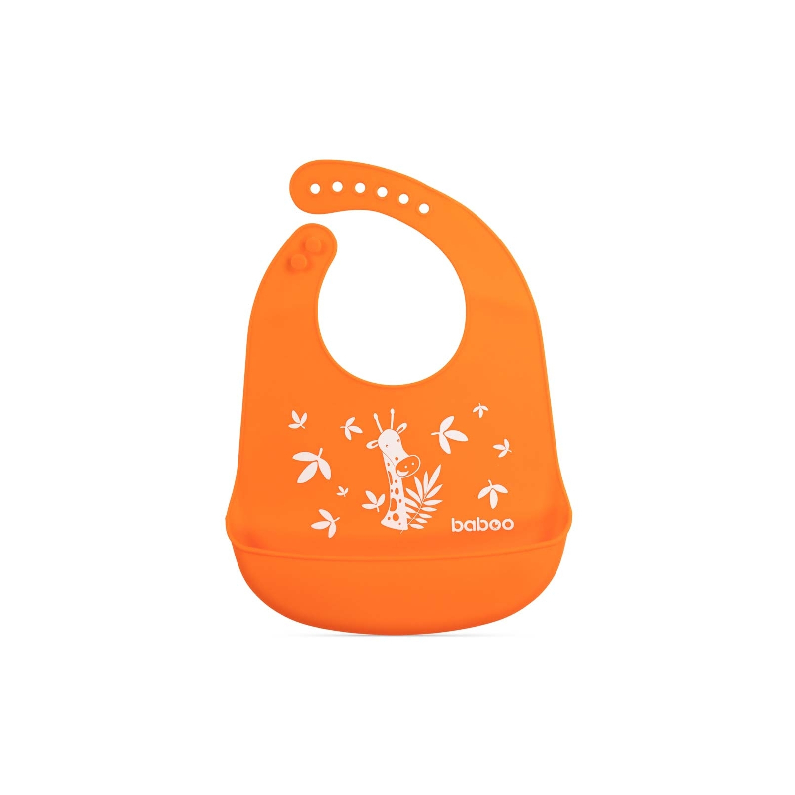 Набор детской посуды Baboo мисочка, гибкие вилка и ложка, нагрудник (10-001 оранж) изображение 2