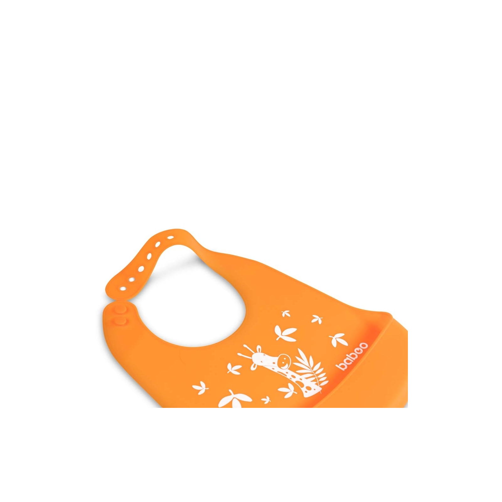 Набор детской посуды Baboo мисочка, гибкие вилка и ложка, нагрудник (10-001 оранж) изображение 3
