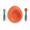Набор детской посуды Baboo мисочка, гибкие вилка и ложка, нагрудник (10-001 оранж) изображение 7