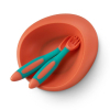Набор детской посуды Baboo мисочка, гибкие вилка и ложка, нагрудник (10-001 оранж) изображение 8