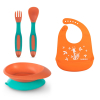 Набір дитячого посуду Baboo мисочка, гнучкі виделка та ложка, нагрудник (10-001 помаранч)