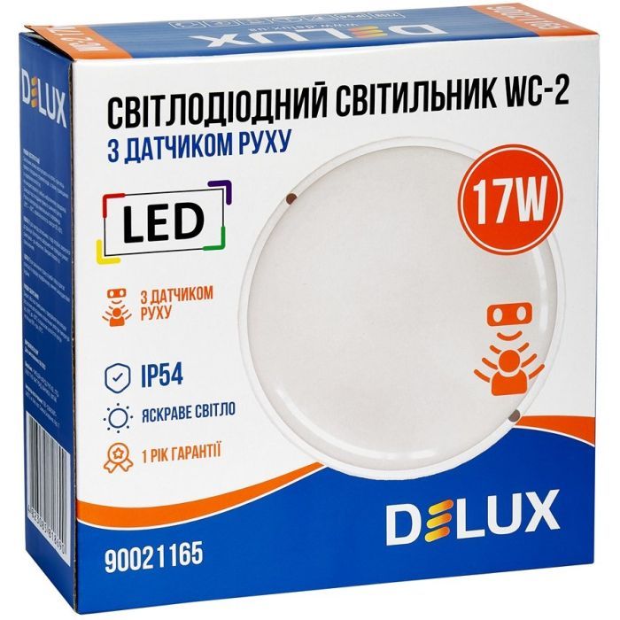 Світильник Delux WC-2 17 Вт 5000K IP54 з датчиком руху (90021165) зображення 4