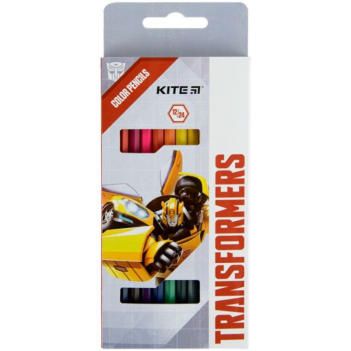 Карандаши цветные Kite Transformers двухсторонние, 12 цветов (TF22-054)