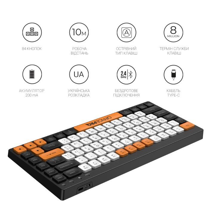 Клавиатура OfficePro SK955B Wireless/Bluetooth Black (SK955B) изображение 10