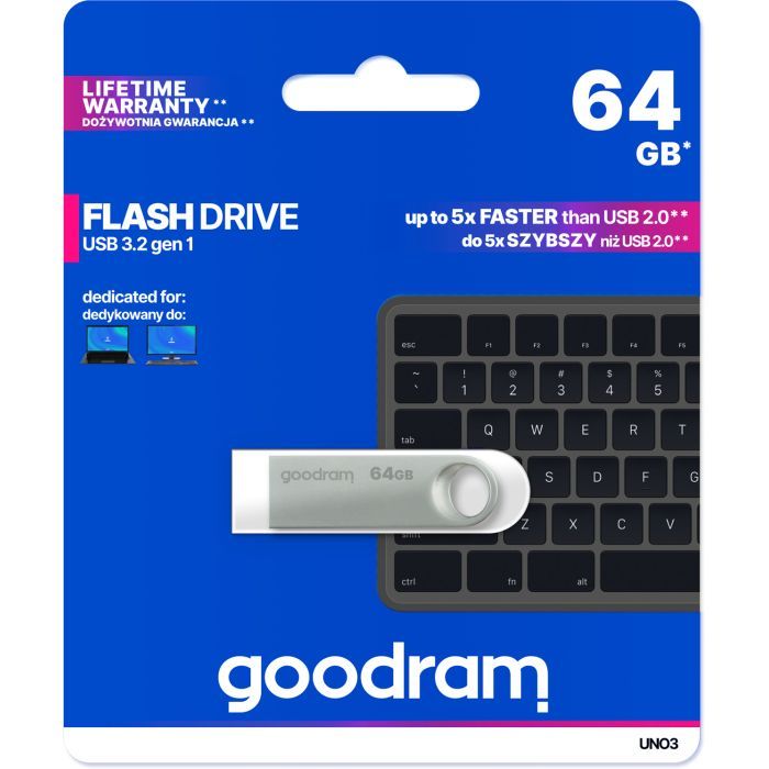 USB флеш накопитель Goodram 64GB UNO3 Steel USB 3.2 (UNO3-0640S0R11) изображение 4
