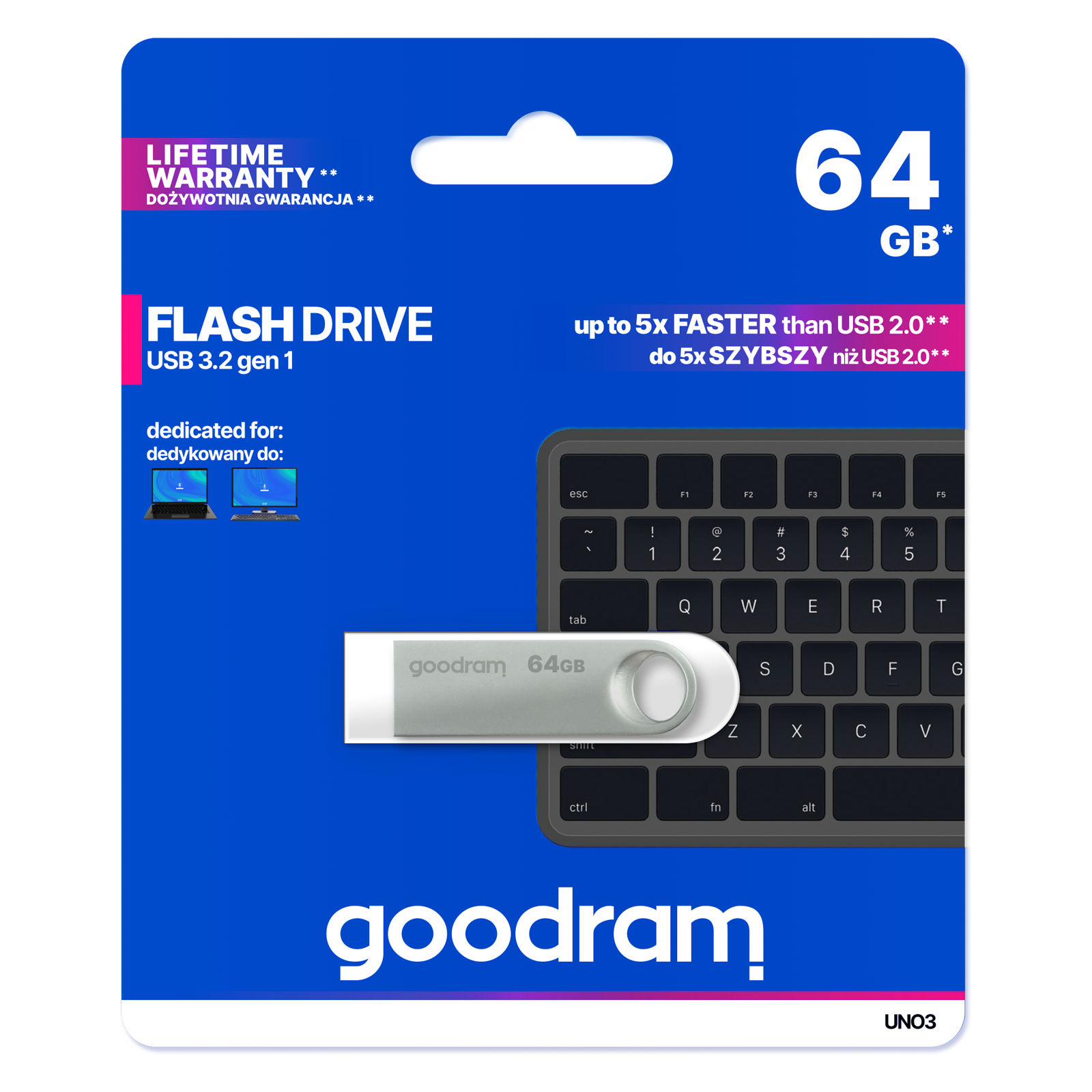 USB флеш накопитель Goodram 64GB UNO3 Steel USB 3.2 (UNO3-0640S0R11) изображение 4