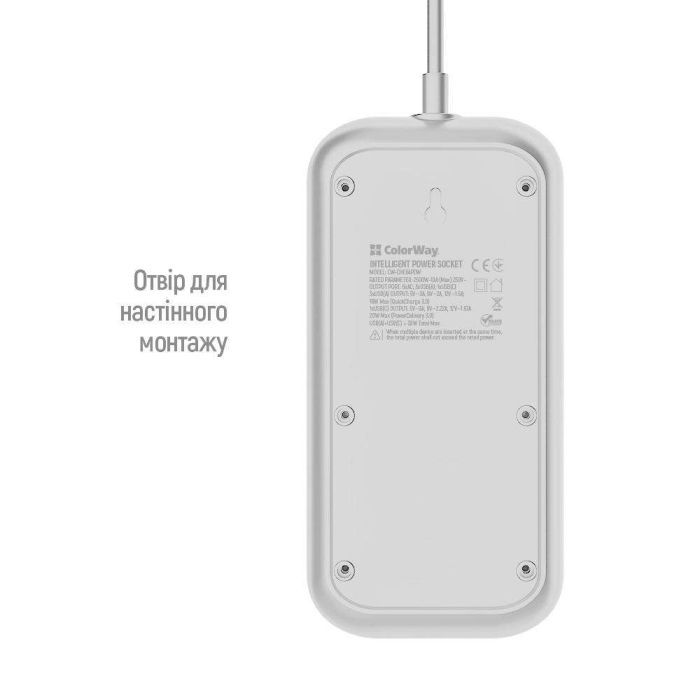 Мережевий фільтр живлення ColorWay CW-CHE64PDW, 6 розеток/4USB 2M (CW-CHE64PDW) зображення 12