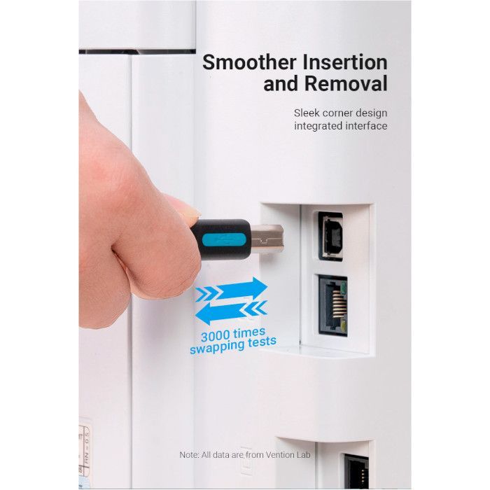 Кабель для принтера USB 2.0 AM/BM 2.0m 480Mbps PVC black Vention (COQBH) изображение 6