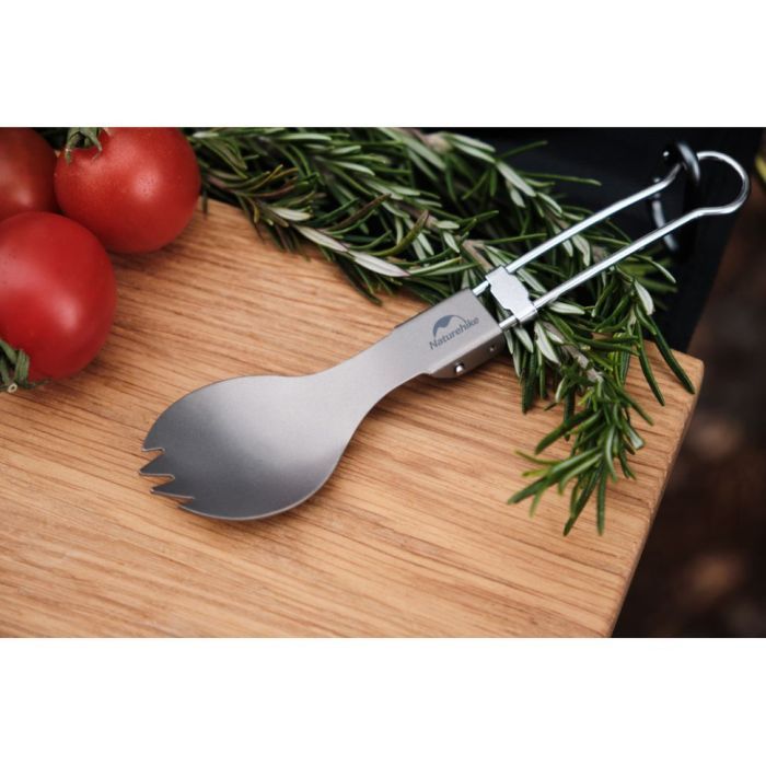 Ложка-вилка туристическая Naturehike титанова NH19C001-J (6927595734766) изображение 2