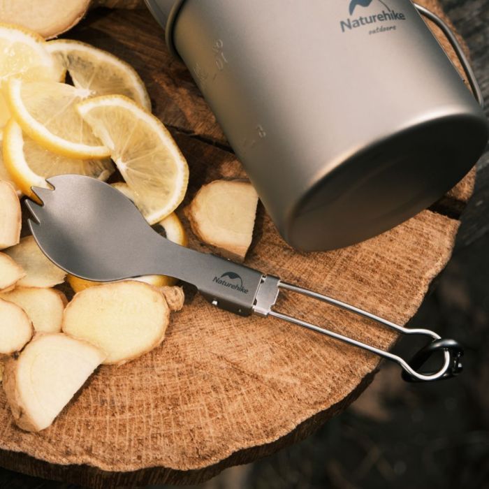 Ложка-вилка туристическая Naturehike титанова NH19C001-J (6927595734766) изображение 8