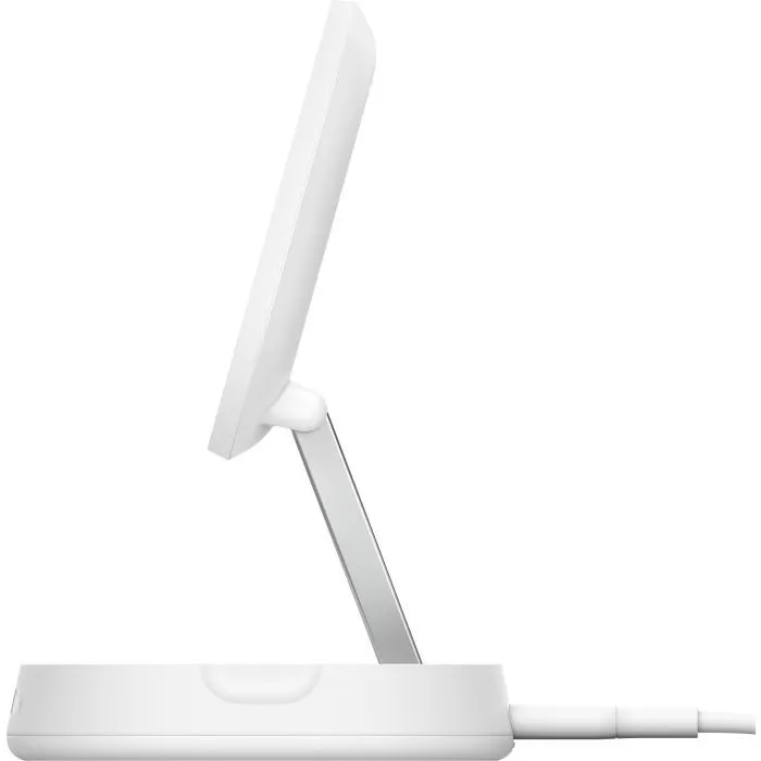 Зарядний пристрій Belkin 15W Magnetic Stand Qi2 20W adapter USB-C white (WIA008VFWH) зображення 2