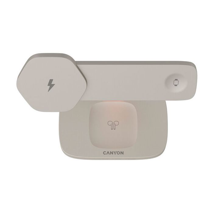 Зарядний пристрій Canyon wireless charger HEXAGON WCS-310 3in1 LightGrey/Orange (CNS-WCS310LGOR) зображення 3