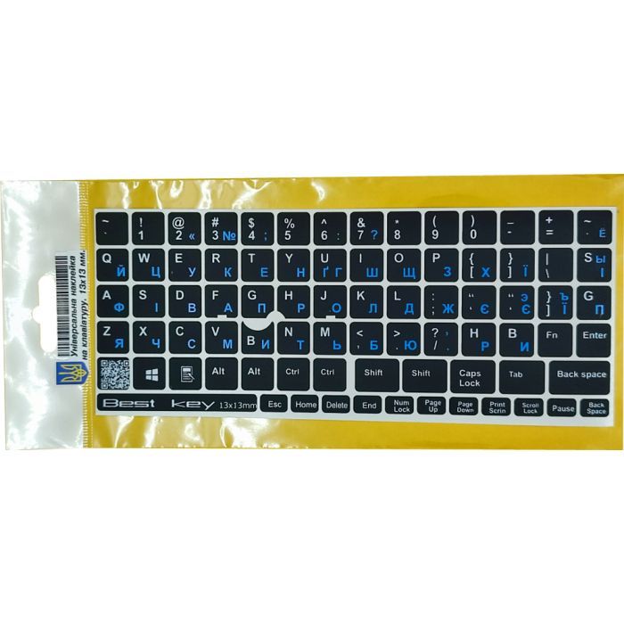 Наклейка на клавіатуру BestKey непрозора чорна, 76, синій (BKU13BLU/013)