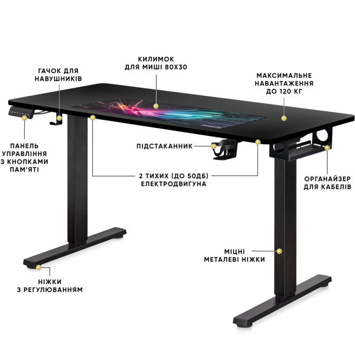 Компьютерный стол Mealux PowerDesk Duo Black (EVO-242 Duo B/B) изображение 3