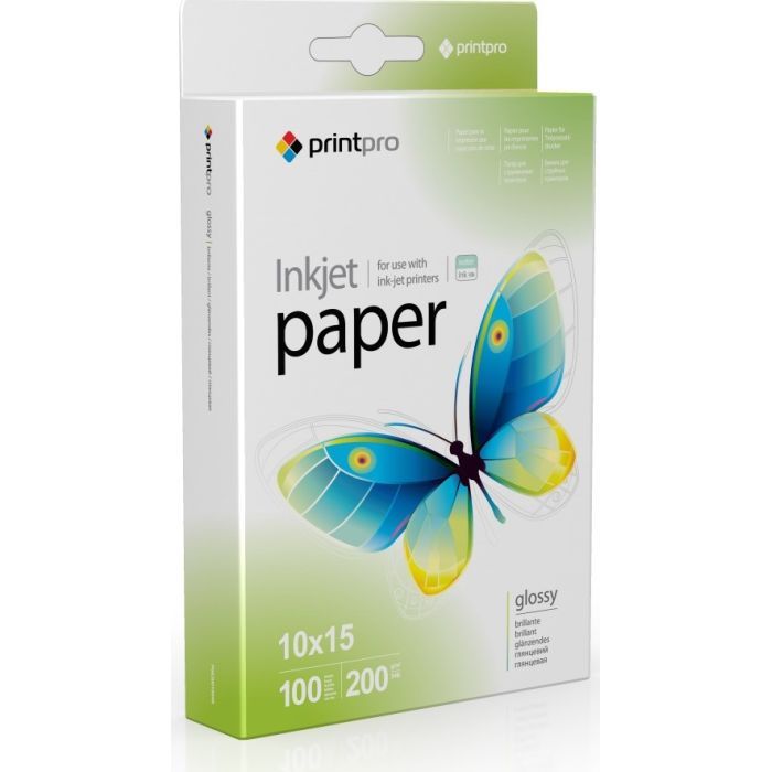 Фотопапір PrintPro 10x15 200г glossy, 100с (PGE2001004R_OEM)