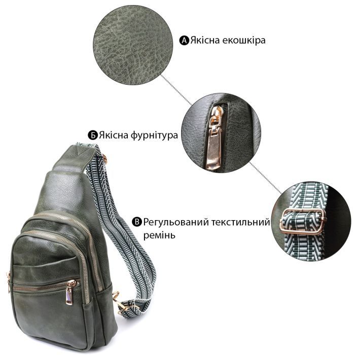 Сумка Vintage Из экокожи Зеленая (22756) изображение 4