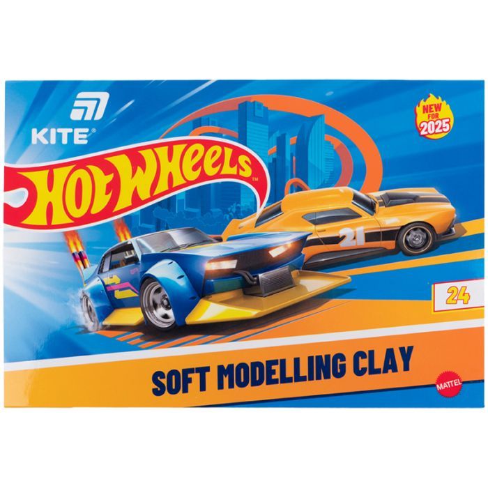 Пластилин Kite Hot Wheels восковий, 8 кольорів, 160 г (HW25-082)