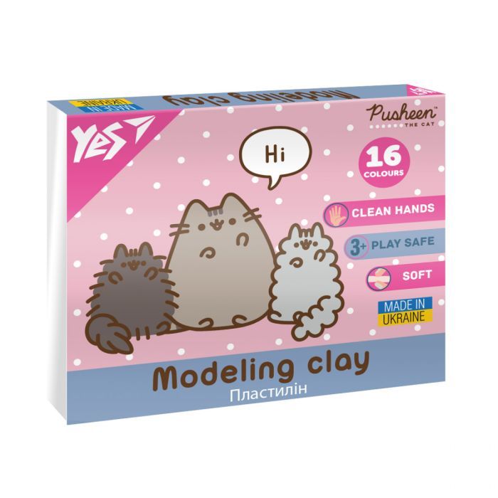 Пластилин Yes Pusheen 16 кольорів 320 г (540694)