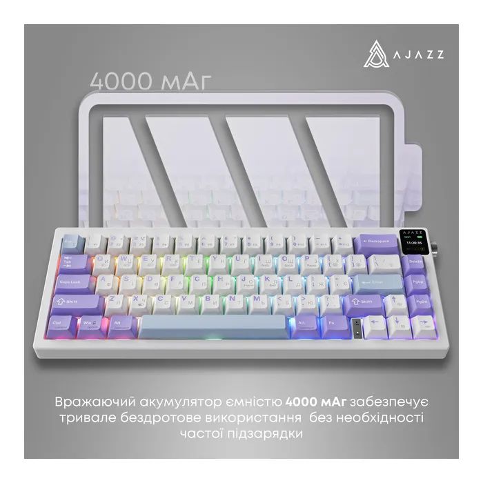 Клавиатура Ajazz AK650 Flying Fish Switch Black RGB USB/Wireless/Bluetooth UA Black (AK650-FF-BGY) изображение 12