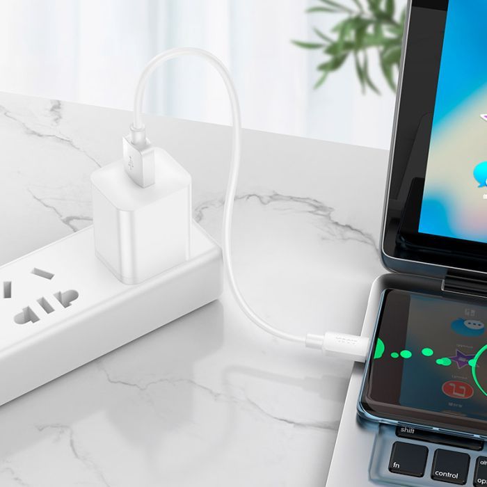 Дата кабель USB 2.0 AM to USB-C 0.25m Hyper 27W X96 white HOCO (6942007609418) изображение 5