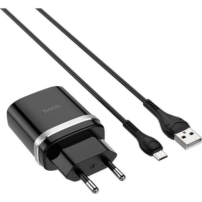 Зарядное устройство HOCO C12Q Smart USB QC3.0 + cable Micro 18W Black (6931474716279) изображение 2