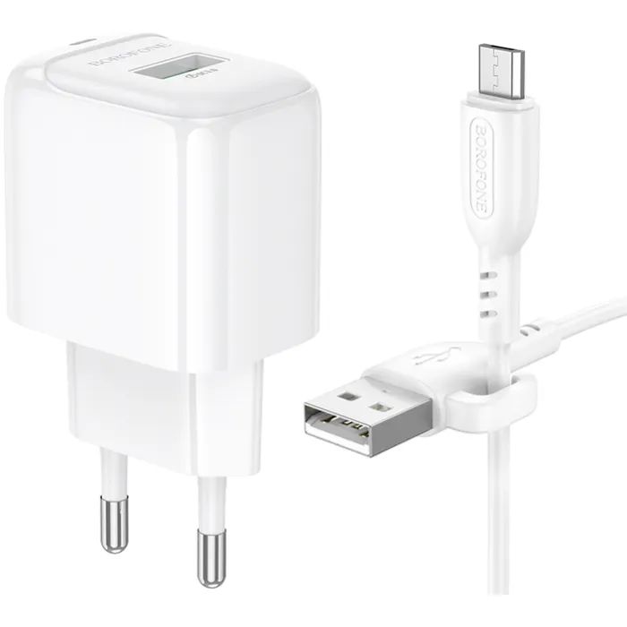 Зарядное устройство BOROFONE BAS42A Potential USB QC3.0 + cable USB to Micro 5P White (6941991113796) изображение 3