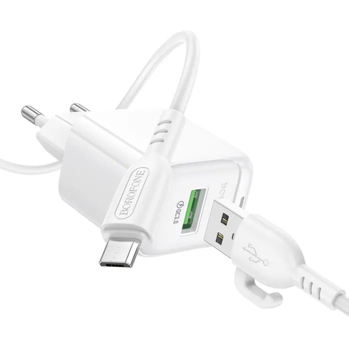 Зарядное устройство BOROFONE BAS42A Potential USB QC3.0 + cable USB to Micro 5P White (6941991113796) изображение 4