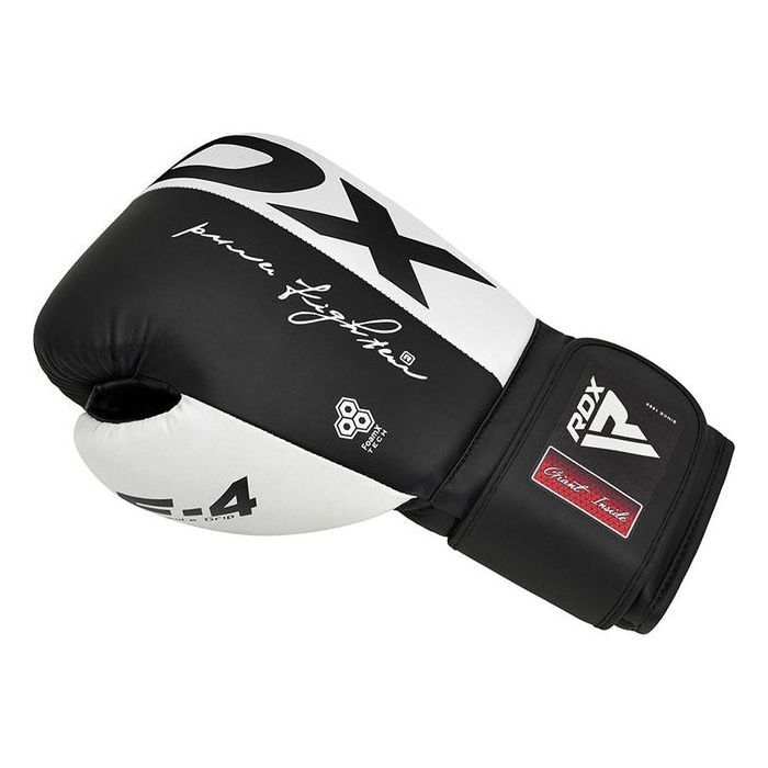 Боксерские перчатки RDX F4 Boxing Sparring Gloves Hook & Loop White/Black 10 унцій (BGR-F4B-10OZ) изображение 3