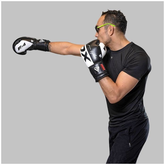 Боксерские перчатки RDX F4 Boxing Sparring Gloves Hook & Loop White/Black 10 унцій (BGR-F4B-10OZ) изображение 5