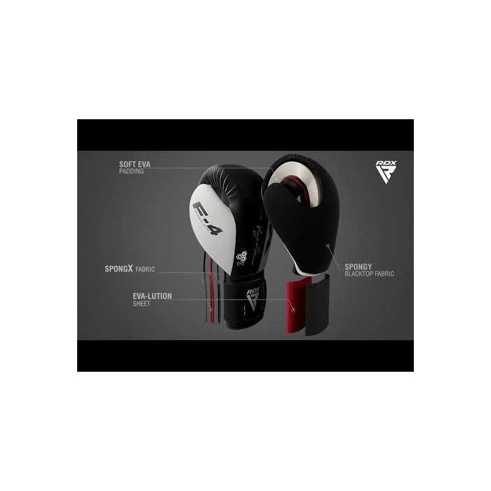 Боксерские перчатки RDX F4 Boxing Sparring Gloves Hook & Loop White/Black 10 унцій (BGR-F4B-10OZ) изображение 8