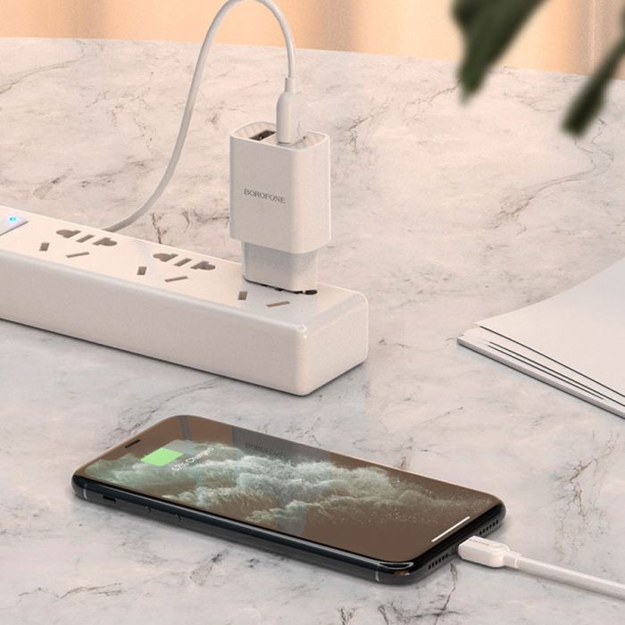 Зарядное устройство BOROFONE BA53A 2xUSB + cable USB to Lightning 10.5W White (BA53AWi) изображение 5