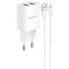 Зарядное устройство BOROFONE BA53A 2xUSB + cable USB to Lightning 10.5W White (BA53AWi)